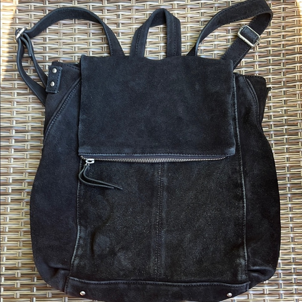 Free People Black Suede Backpack Versatile Medium Size